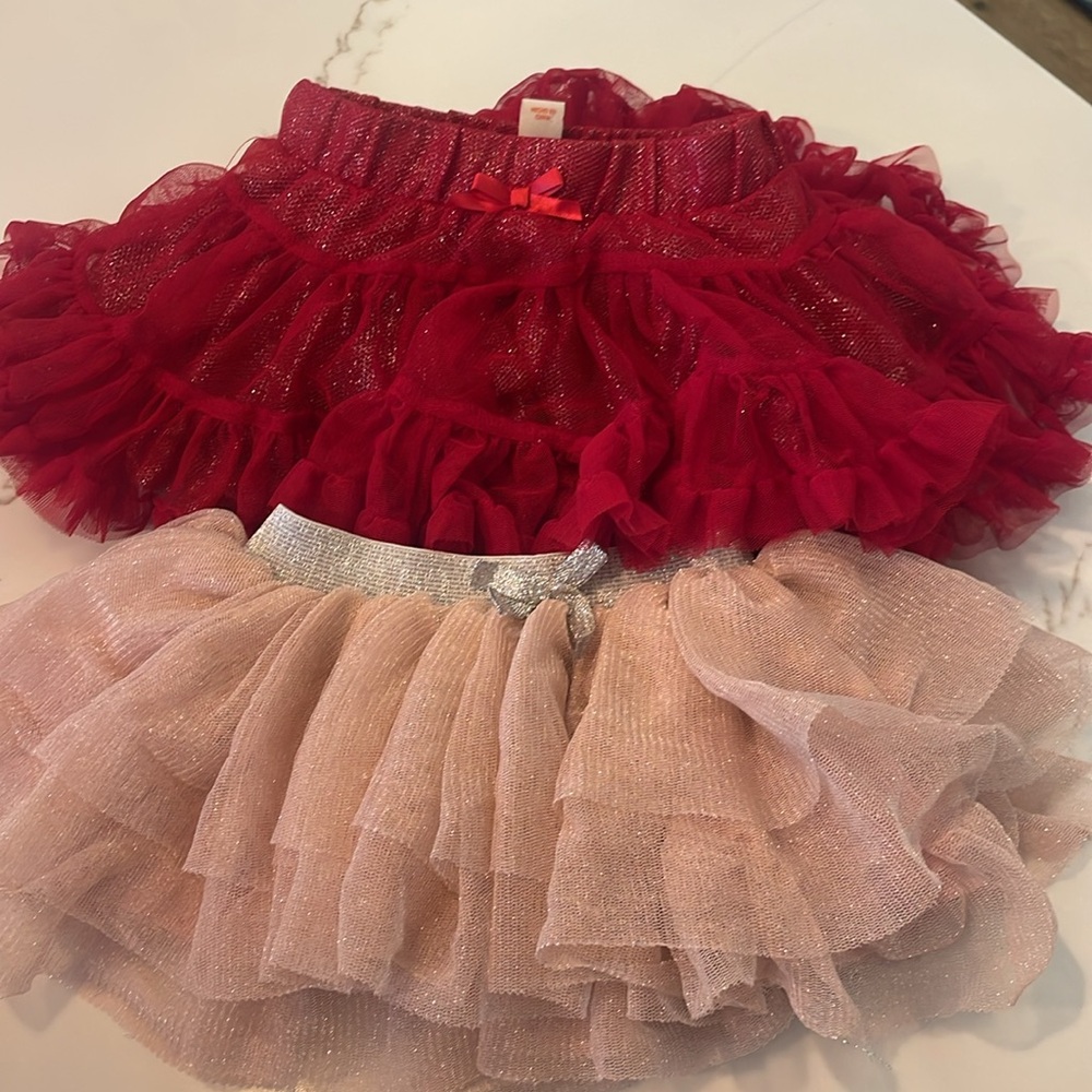 2 Sparkle Tulle Skirts Red/Silver and Pink/Silver